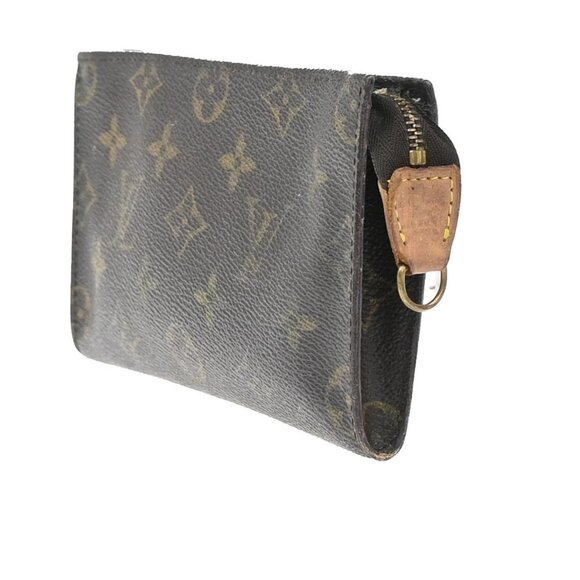 LOUIS VUITTON LV Logo Bucket PM Pouch Bag Monogram Leather Brown Gold 04EF782 - Picture 2 of 13